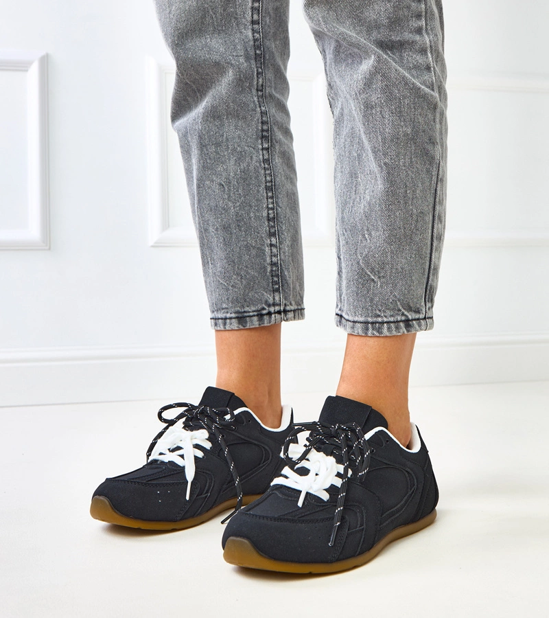 Fekete Casey dupla fűzős tornacipő