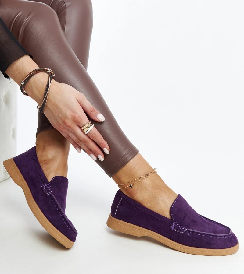 Lila bársony Rumay félcipők