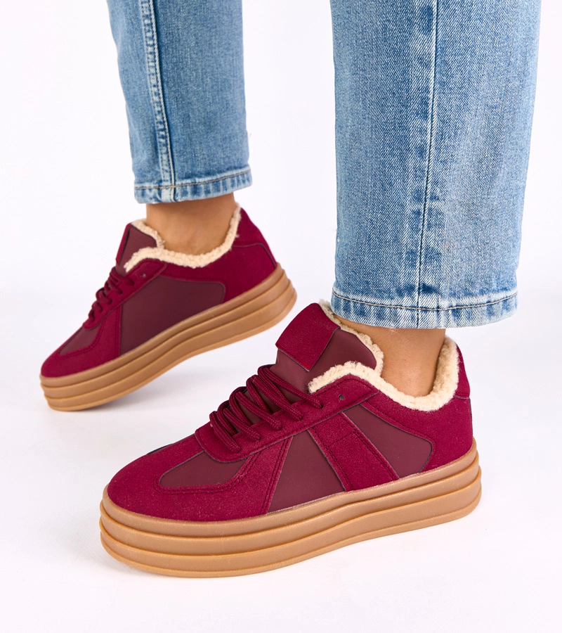 Bordó bundás Kelsi tornacipő