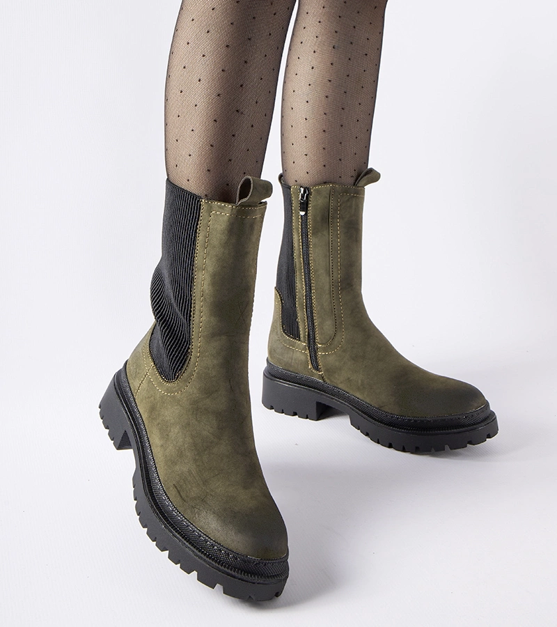 Zöld bélelt magas bakancs Bernardo