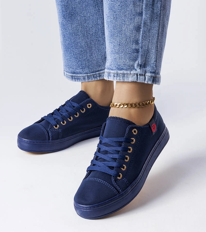 Sötétkék anyagból készült Descoteaux teniszcipők