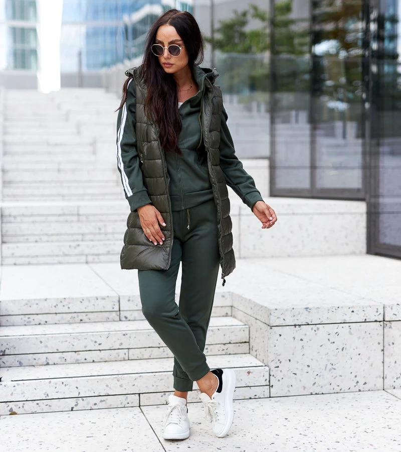 Női hosszú sötétzöld mellény Bovegno