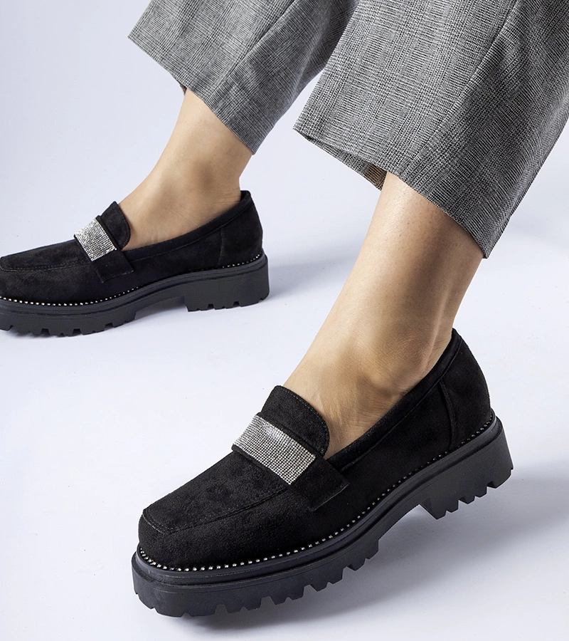 Fekete mokaszinok műszálas velúrból Nicholls