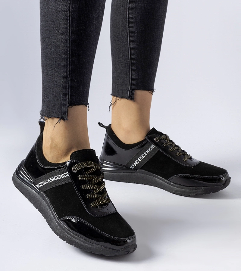 Fekete bőr sneakers Castelfidardo