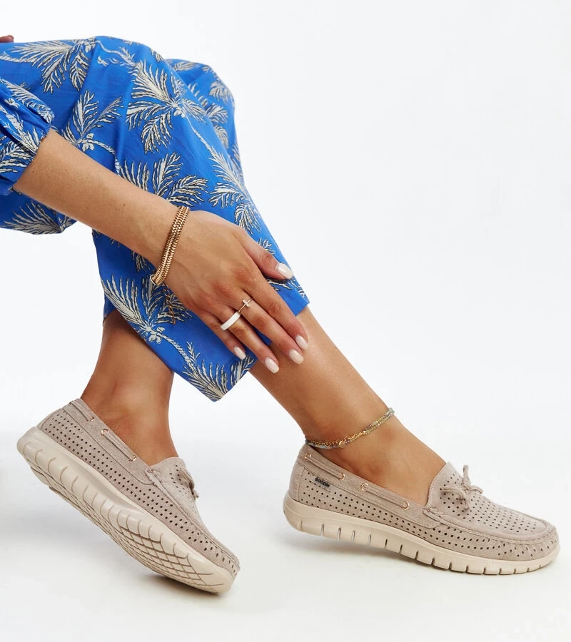 Barna bőr talpbetétes Barika mokaszin