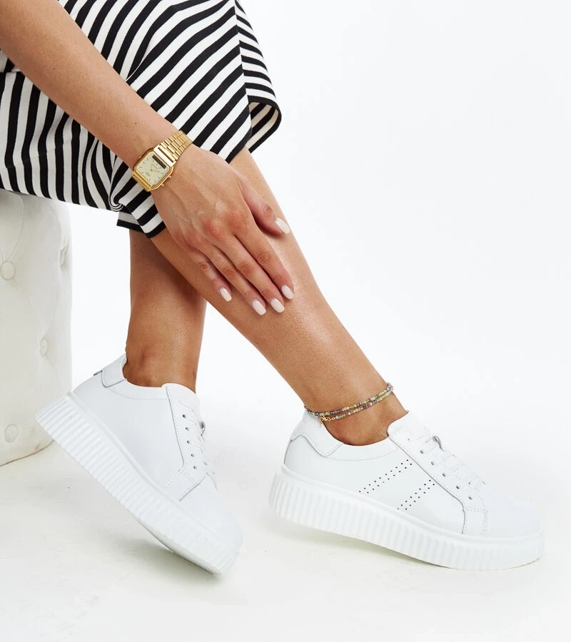 Harba platformon fehér bőr tornacipő