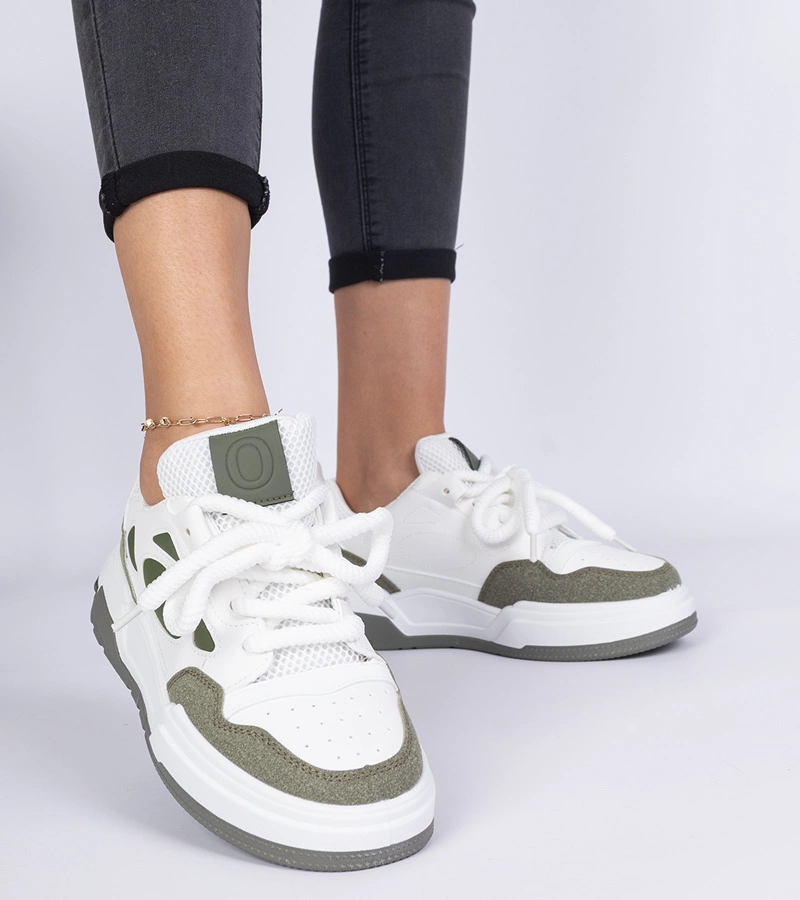 Zöld női tornacipő masszív fűzővel Alpacco