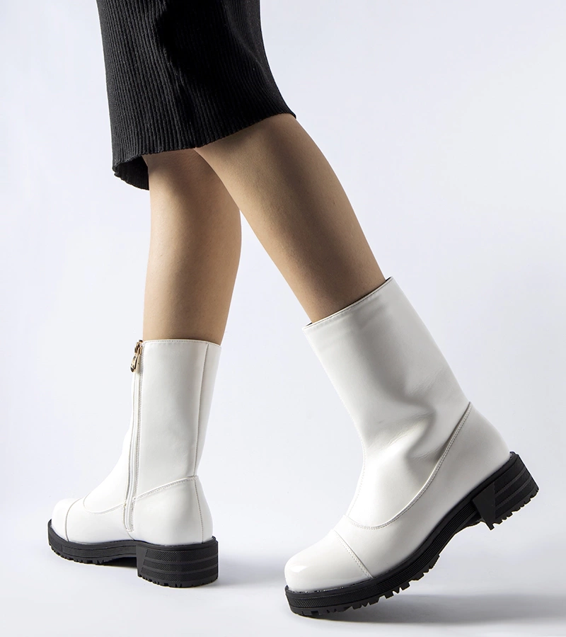 Fehér bélelt klasszikus Monsanpolo bokacsizma