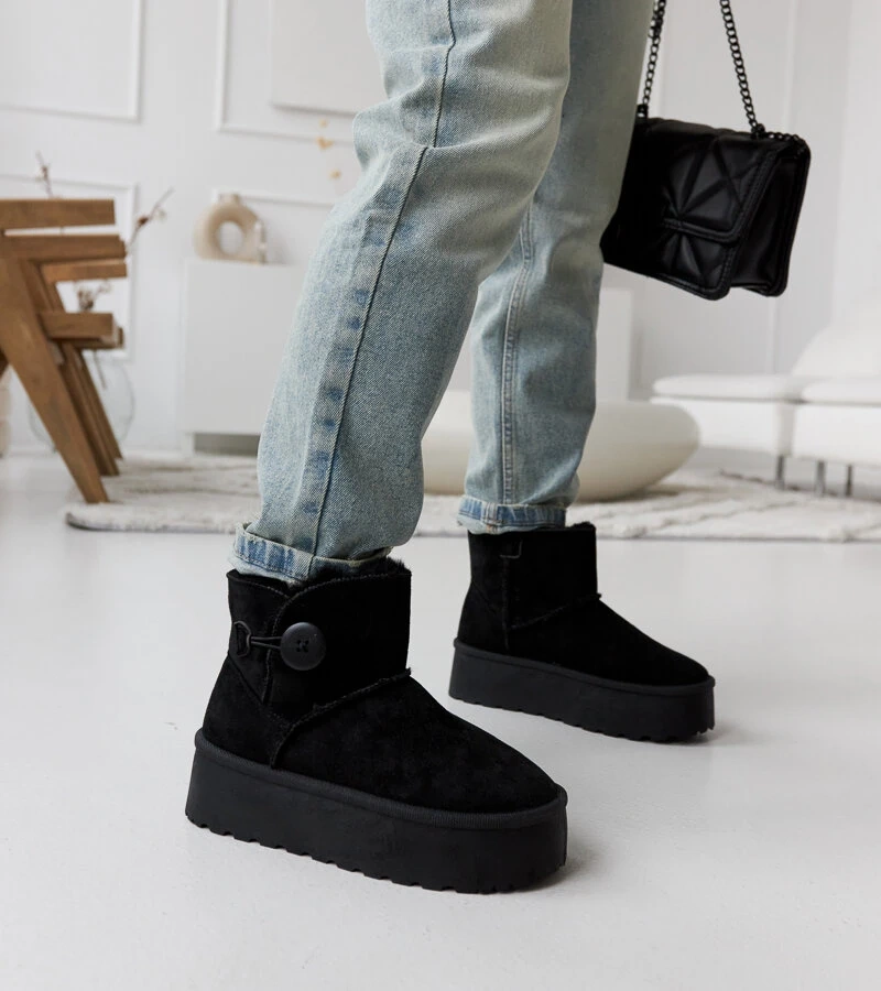 Fekete rövid bélelt hótaposók Casimiro