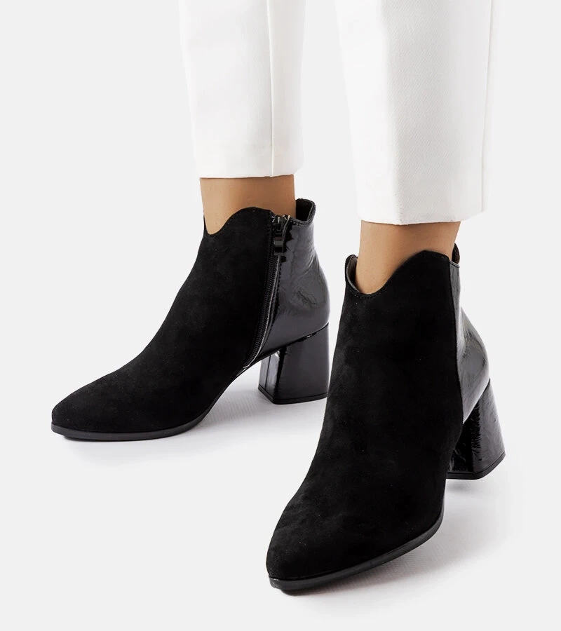 Fekete bélelt műszálas bokacsizma Riia