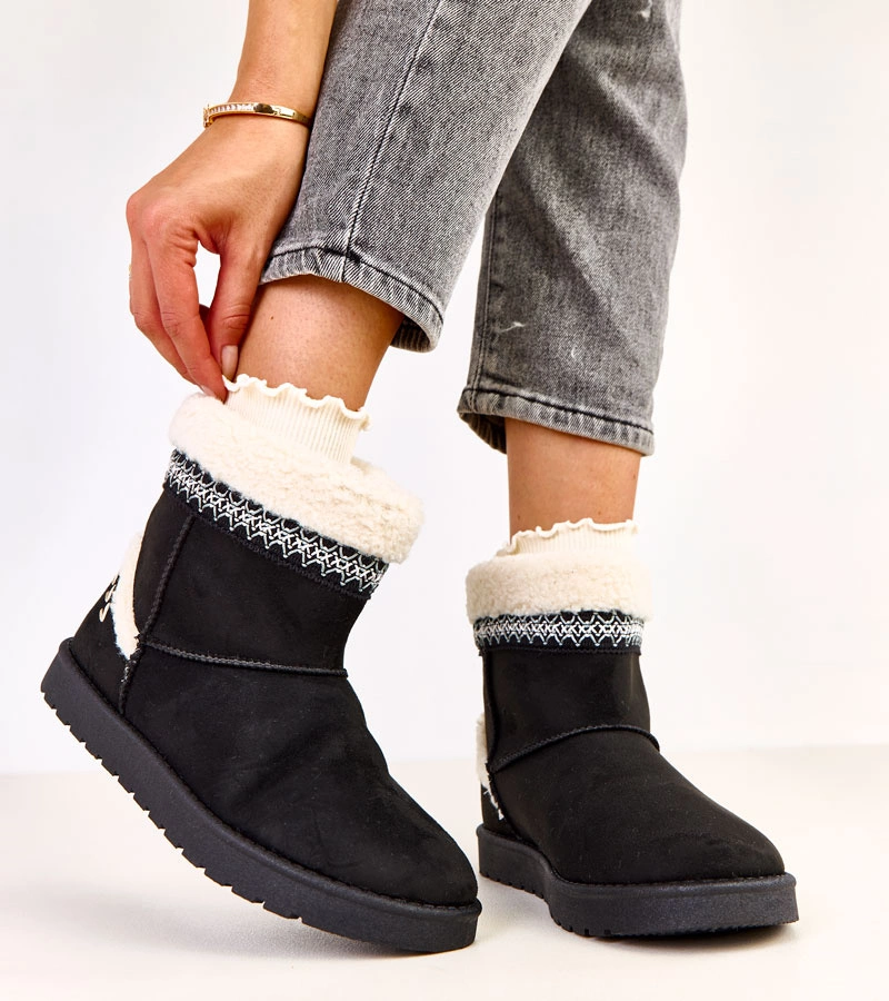 Fekete alacsony hótaposók Sensila hímzéssel