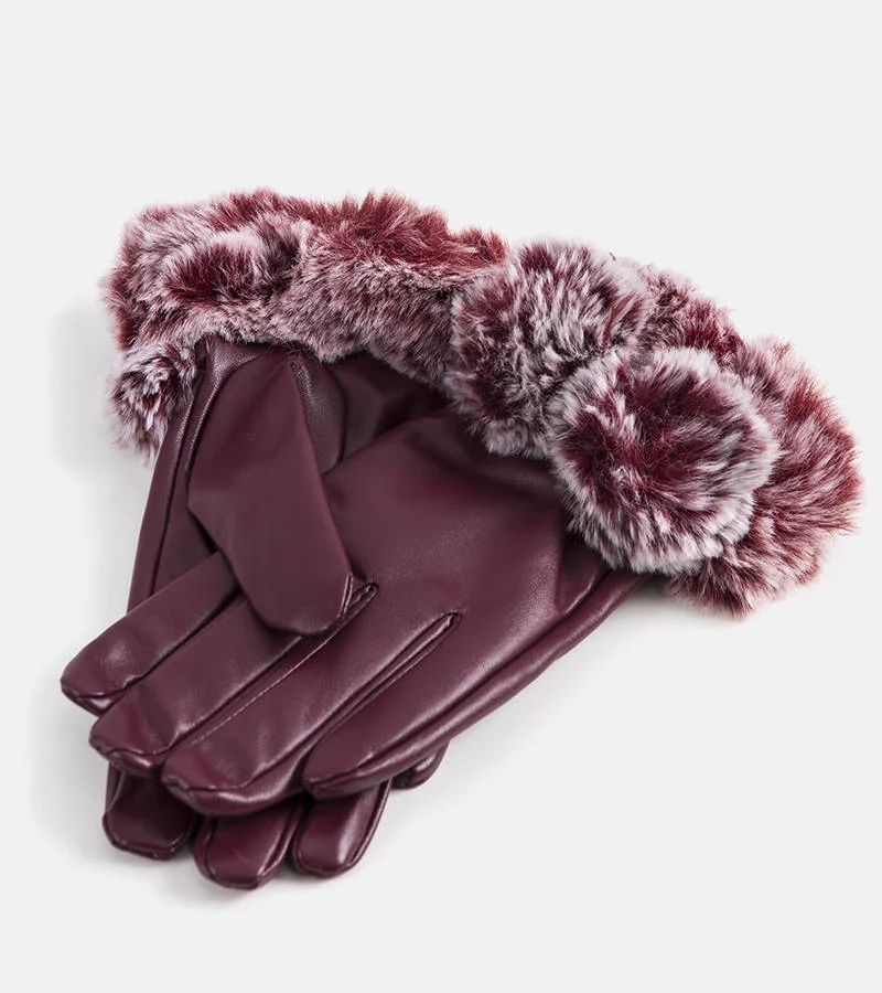 Bordó melegített kesztyűk Prága dobozzal