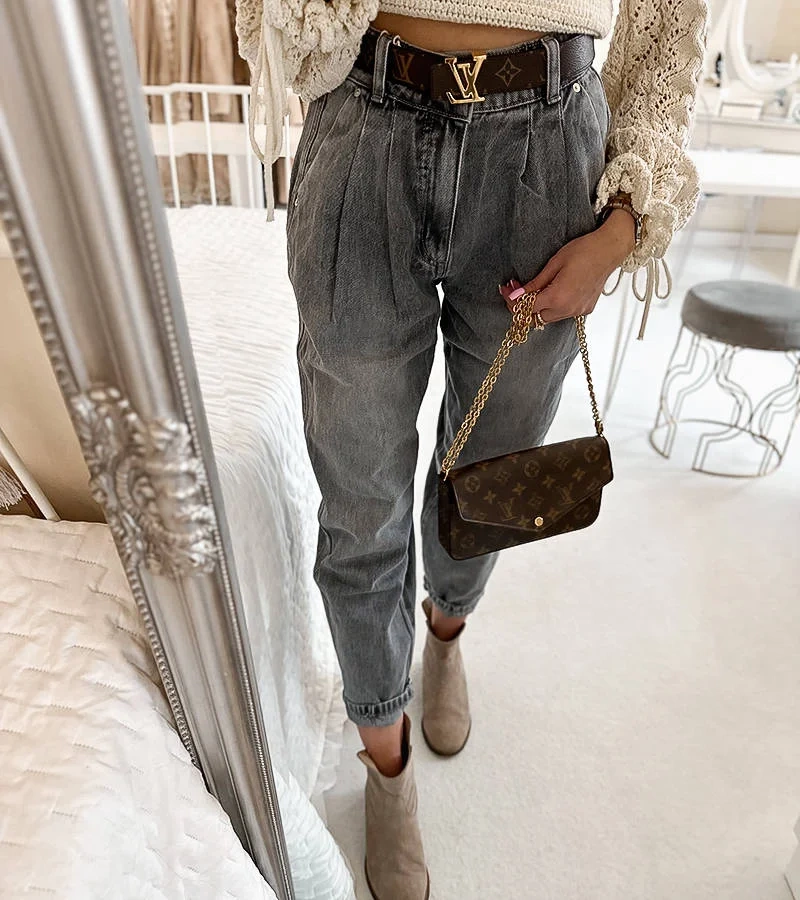 Szürke mom farmer stílusú Migneault nadrág