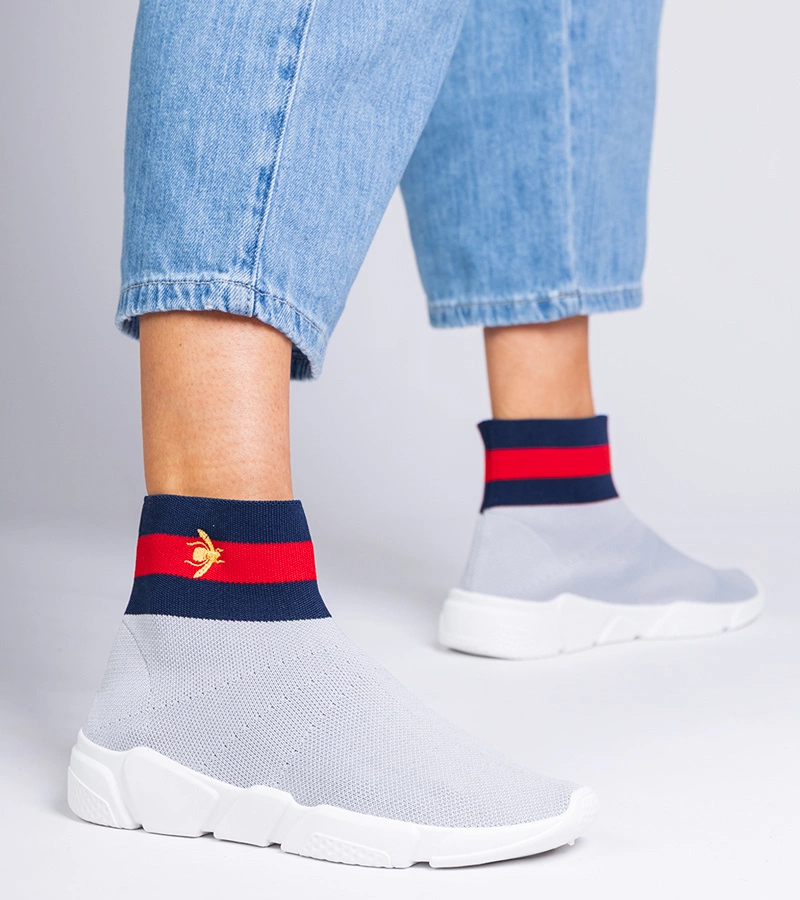 Szürke sportos zoknicipős edzőcipők Pikola