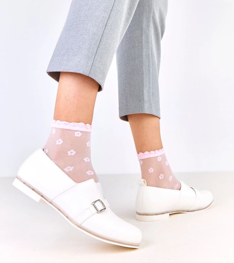 Klensi női fehér félcipő bőr talpbetéttel