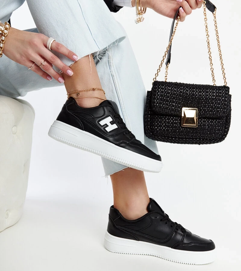 Fekete Mentha platformos tornacipők