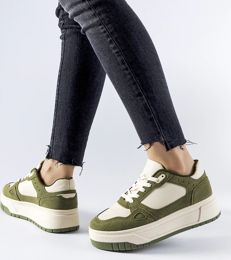 Zöld-fehér Pomona platform cipők