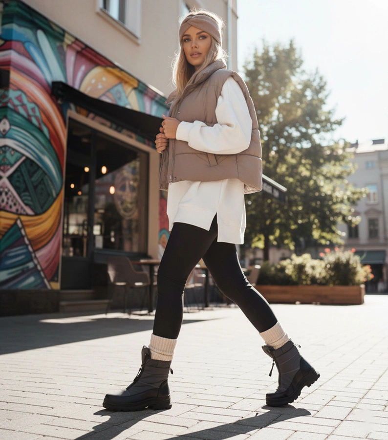 Szürke cipzáros hócsizmák Hina