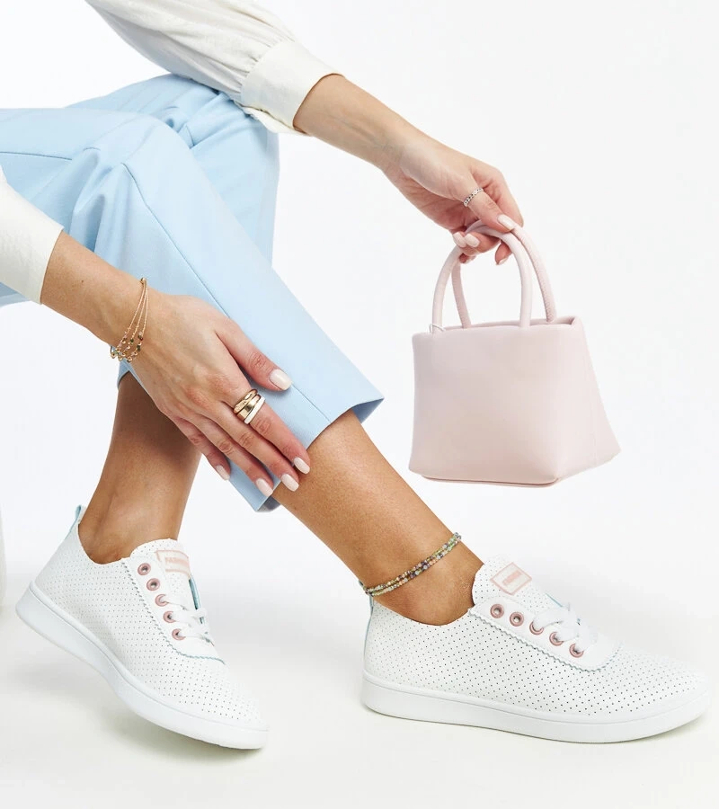 Yusra fehér eko-bőr tornacipő