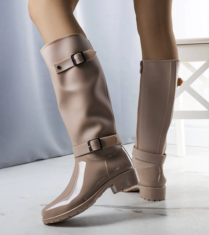 Lahti magas bézs gumicsizma