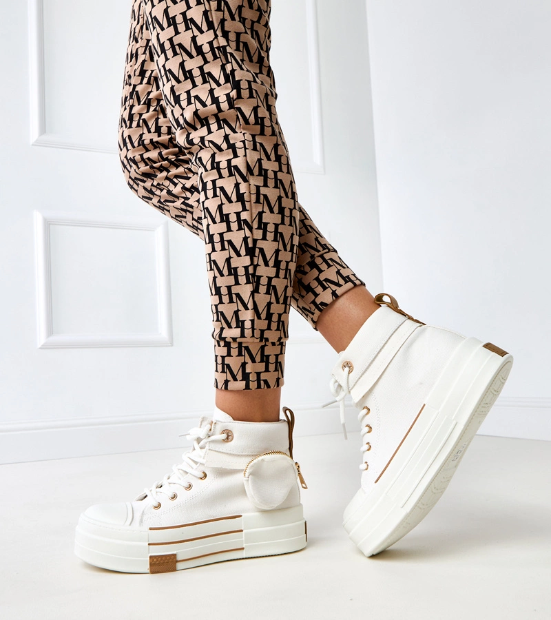 Fehér magas platform tornacipő Yaren táskával