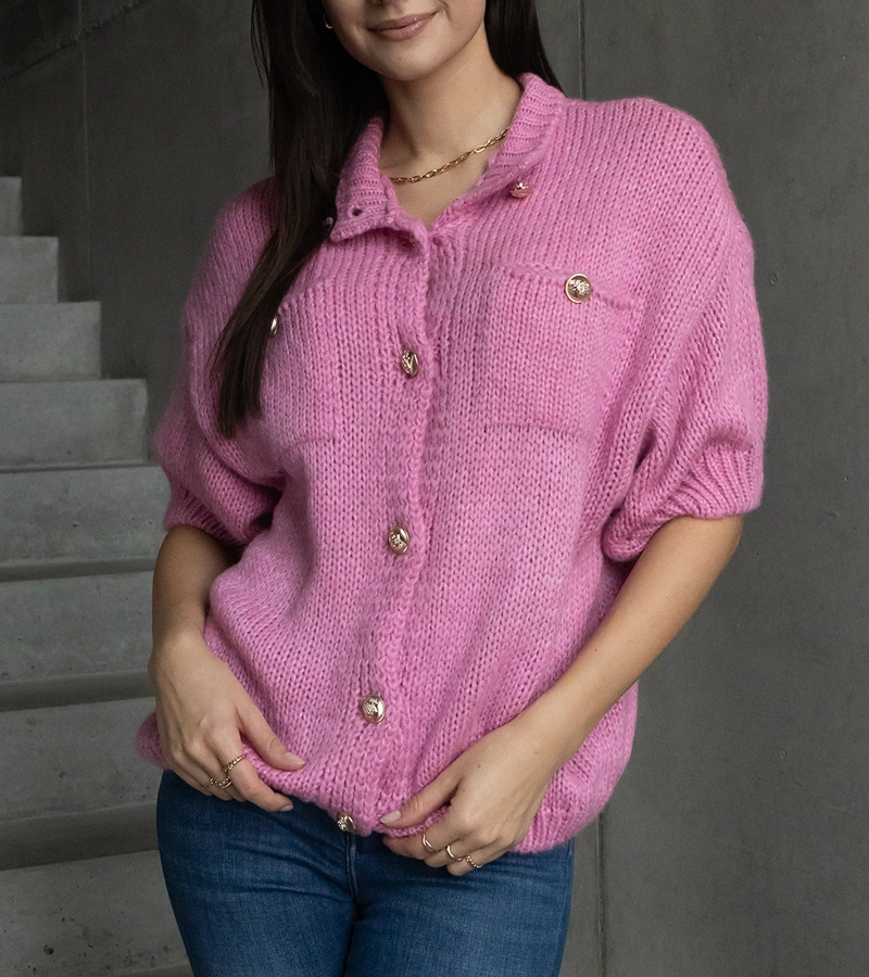 Puha sötét rózsaszínű rövid ujjú pulóver Shela