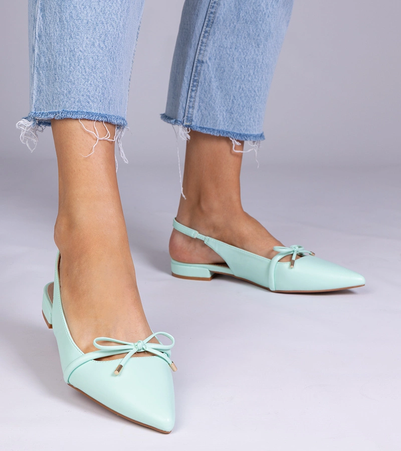 Jerry mentazöld balerinacipő lapos sarokkal és masnival