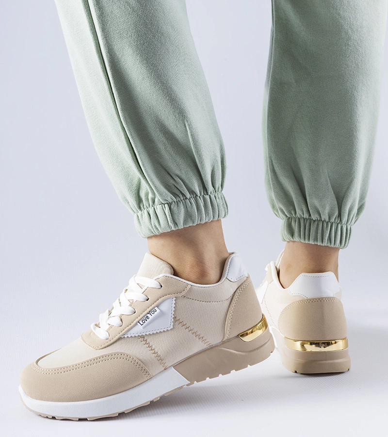 Bezs színű Geraldino textil tornacipő