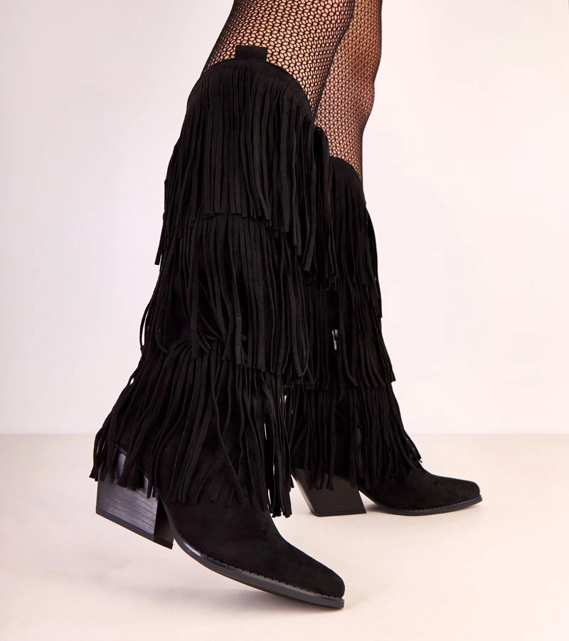 Fekete rojtos Ivia cowboy csizma