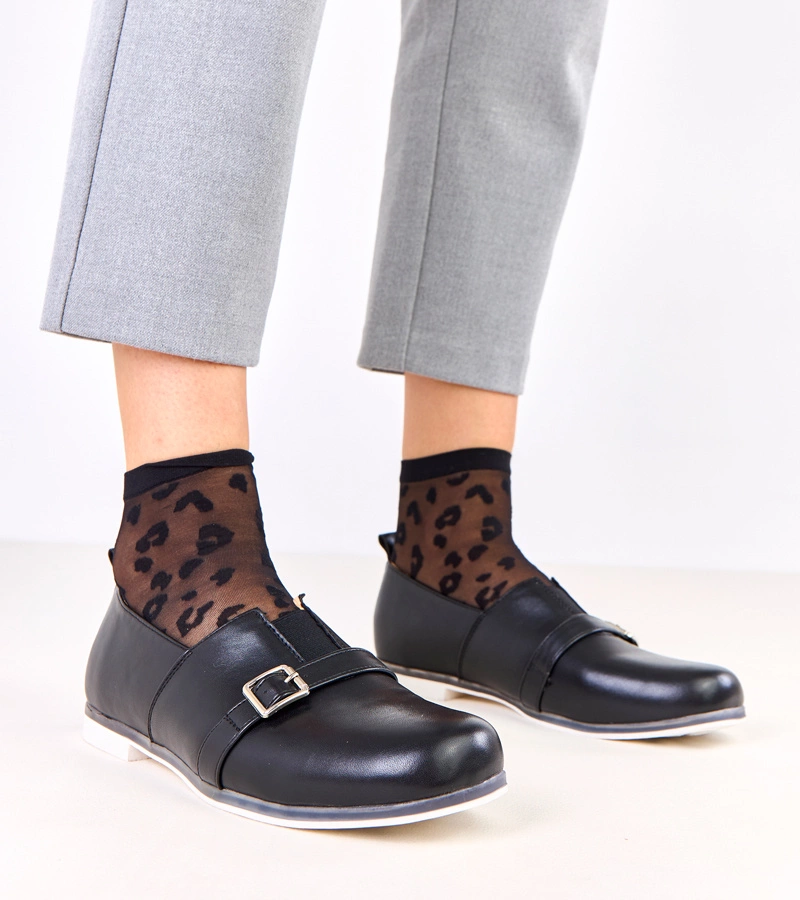 Klensi fekete női félcipő bőr talpbetéttel