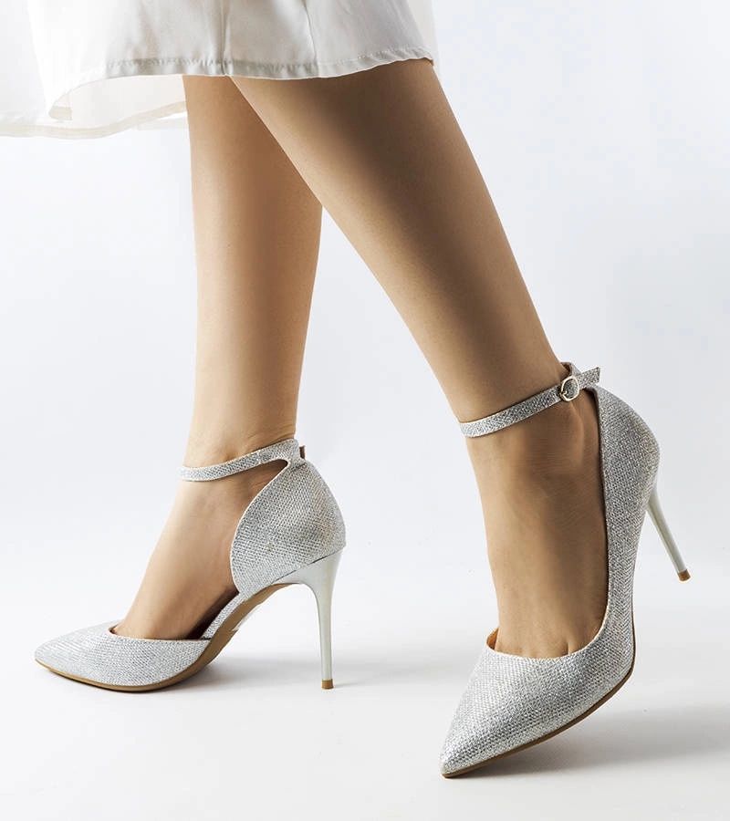 Nikolina ezüst flitteres tűsarkúk