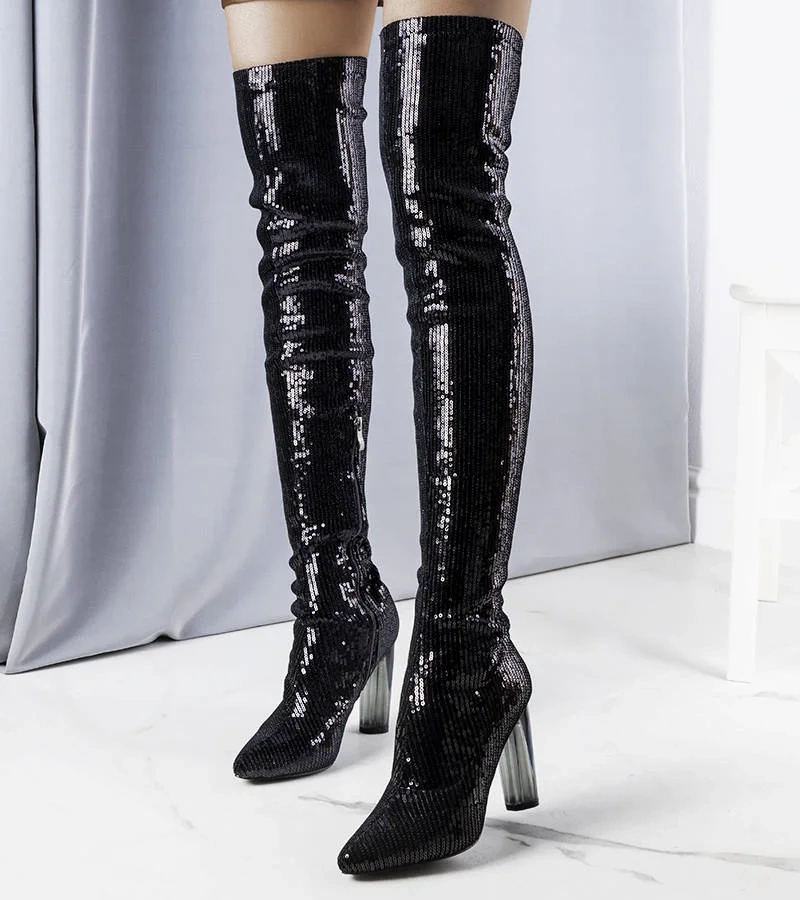 Fekete flitteres Kannon csizma