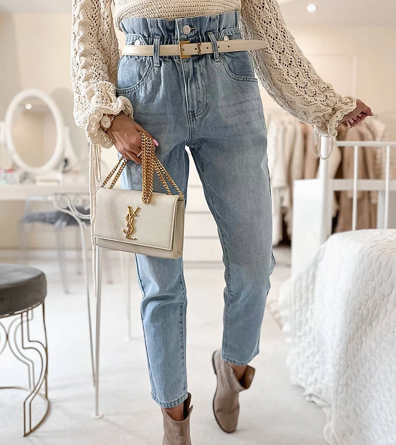 Kék farmer papírzacskó Senior