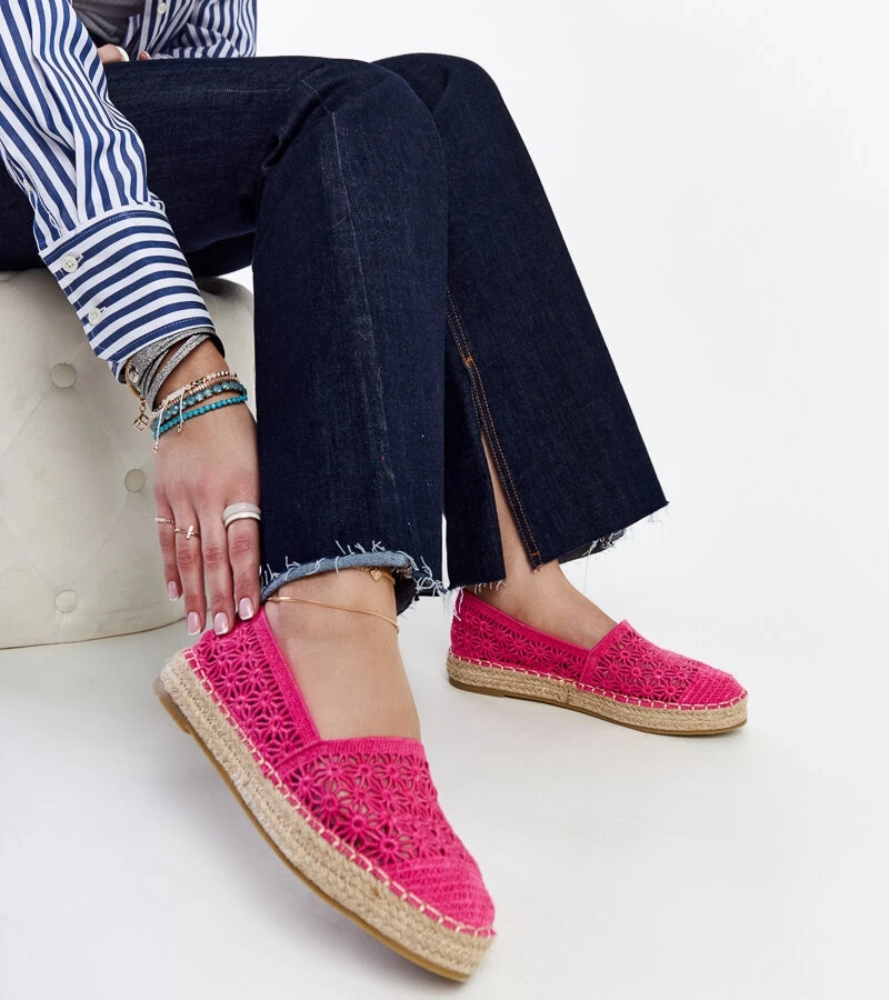 Sötét rózsaszín csipkés Samra platform espadril