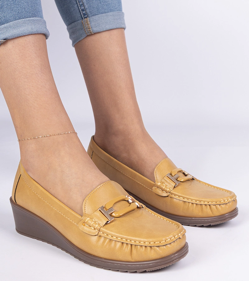 Sárga női műbőr mokaszin telitalpú Kappi