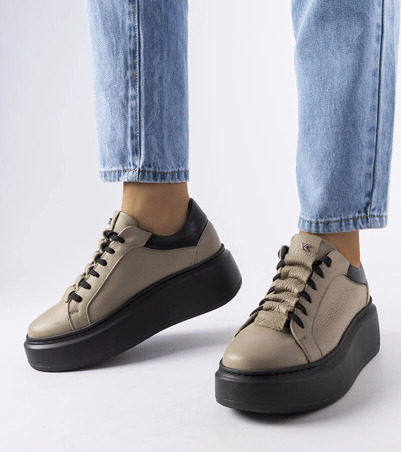 Sötét bézs bőr sneaker Karino