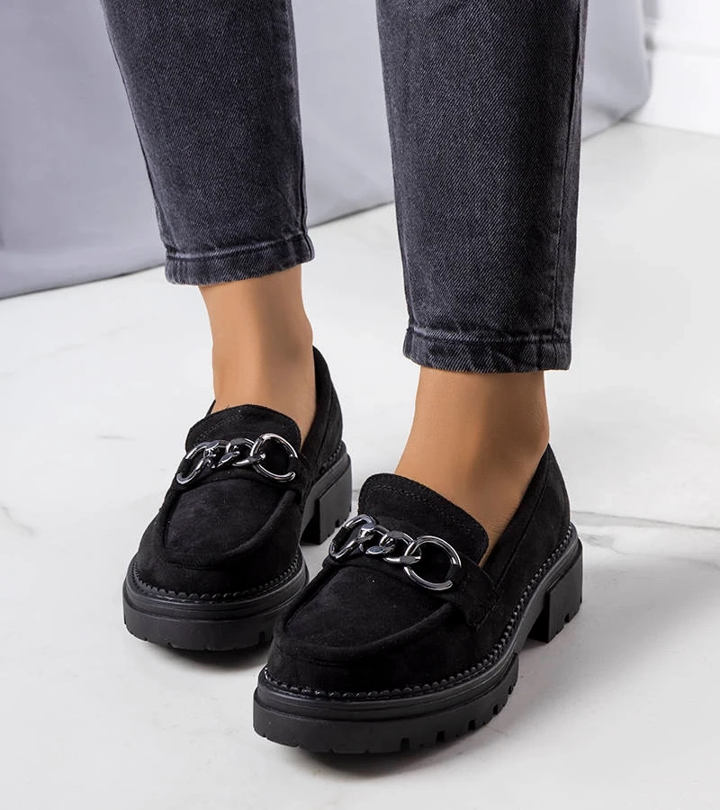 Fekete traktor talpú Ermens mokaszinok