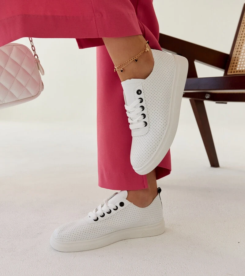 Eco-bőr Sandrine fehér tornacipők