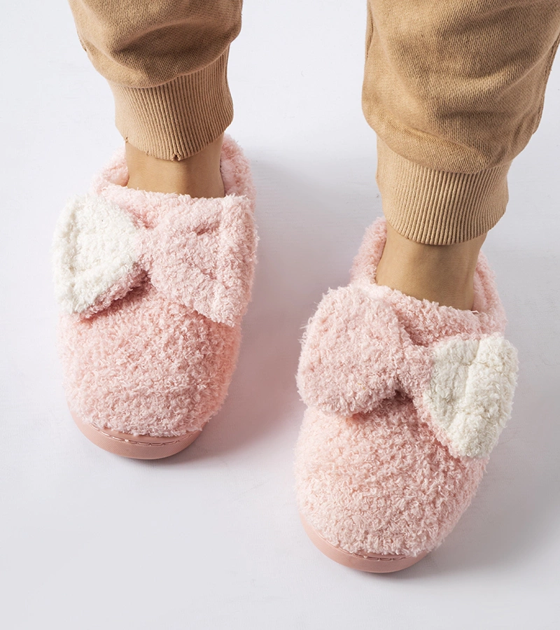 Rózsaszín meleg papucs masnival - Delfio
