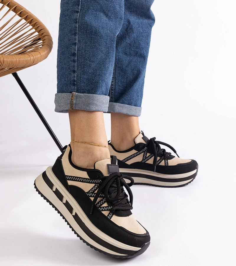 Fekete-bézs női tornacipő Renetta