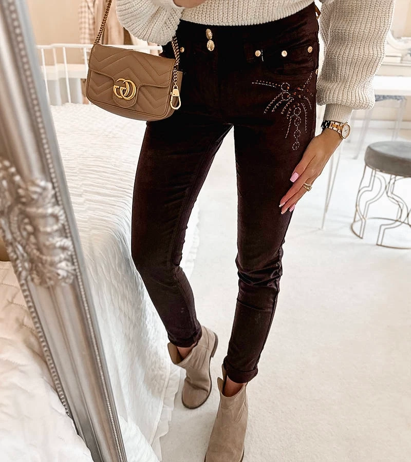 Barna anyagból készült nadrág Pouchard