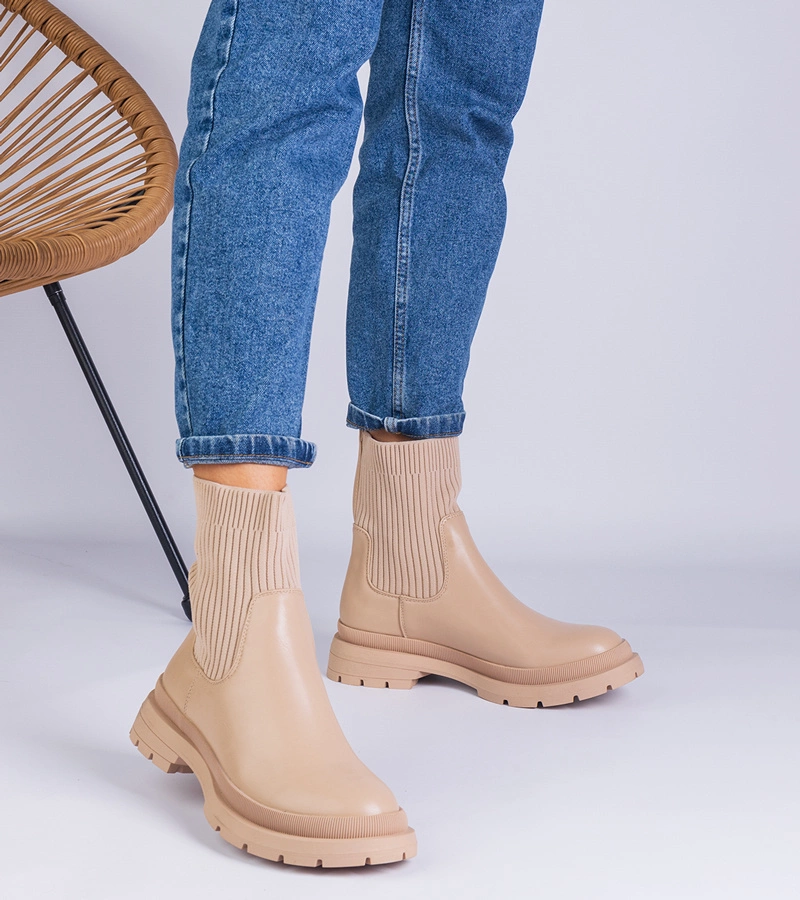 Kalvaria textil szárú barna bokacsizma