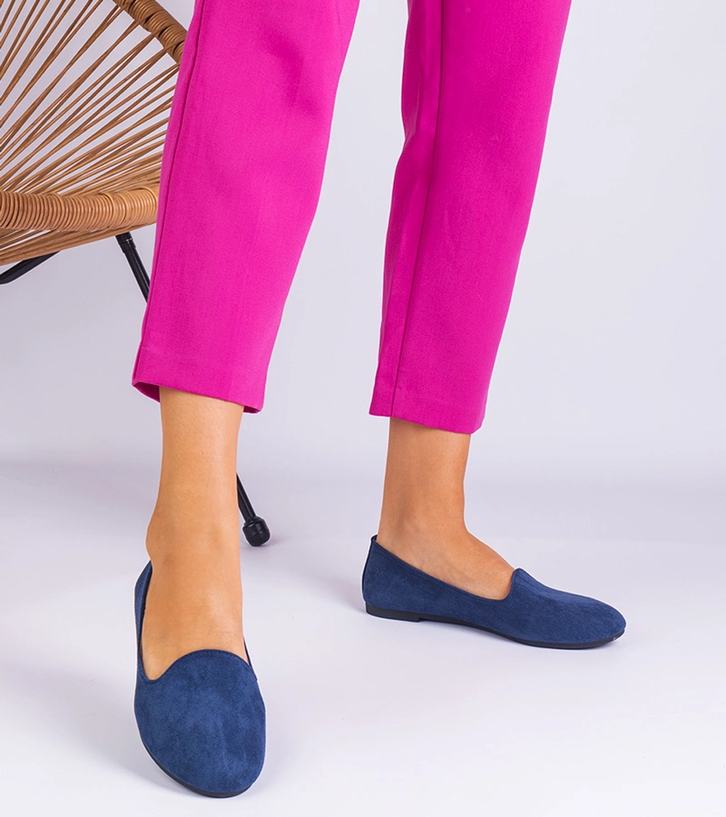 Valensia sötétkék klasszikus balerinacipő ökobőrből