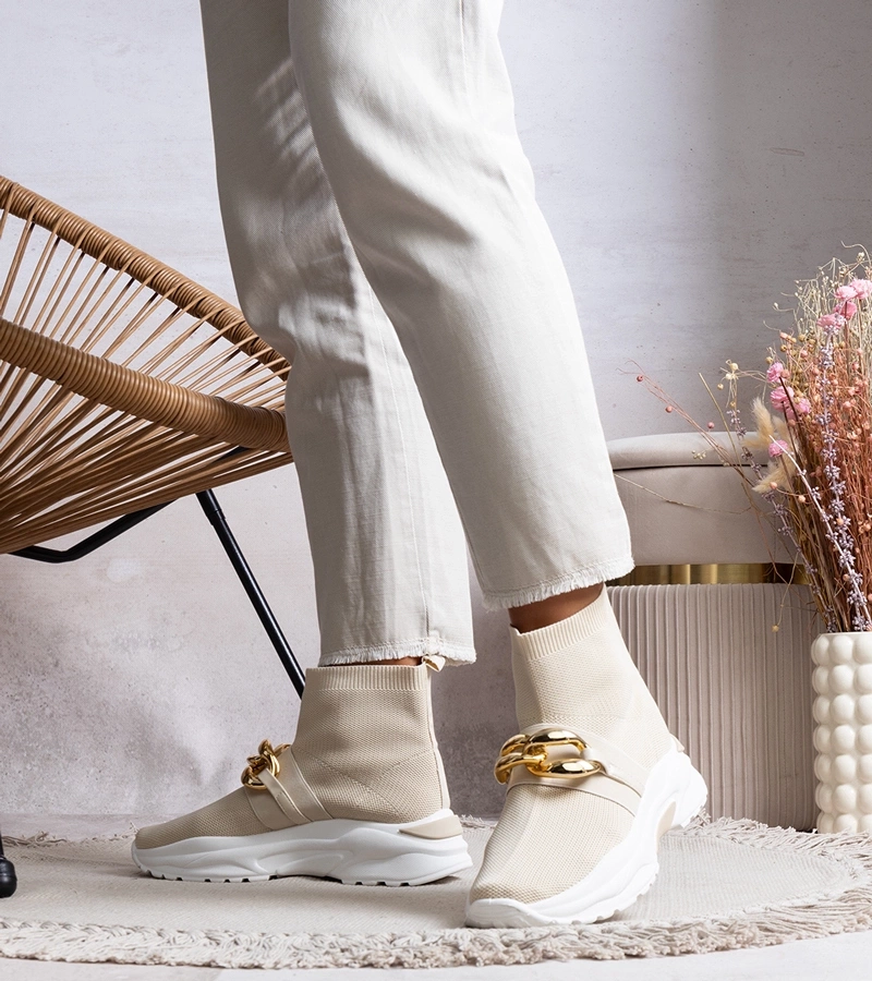 Taryn láncos bézs szabadidőcipők