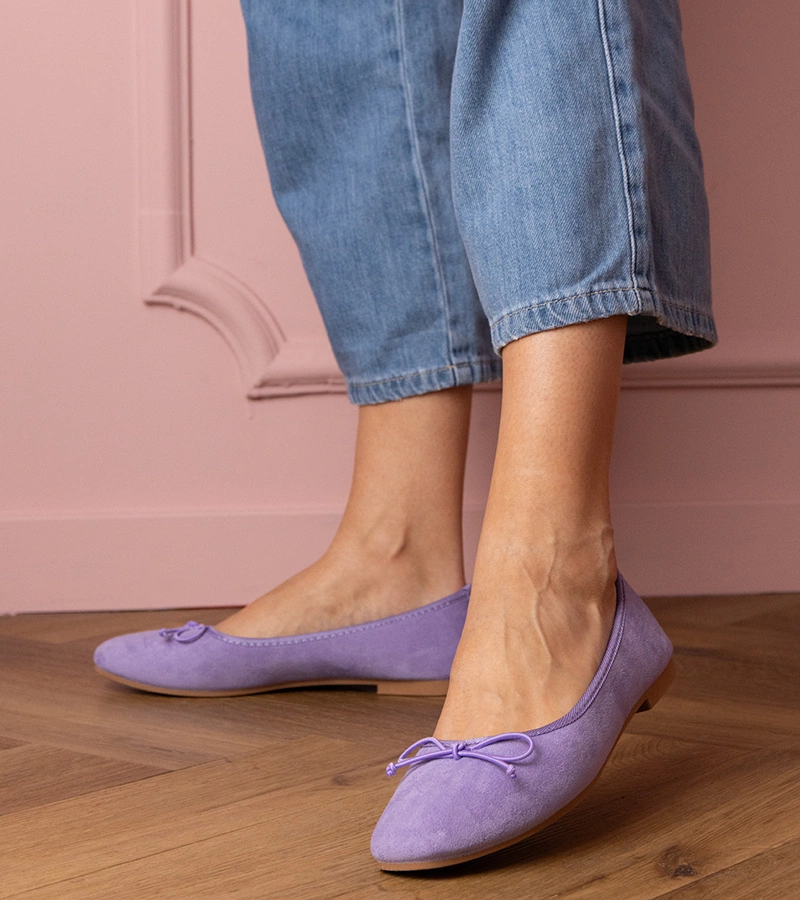 Lila eco-bársony masnis balerina Felina