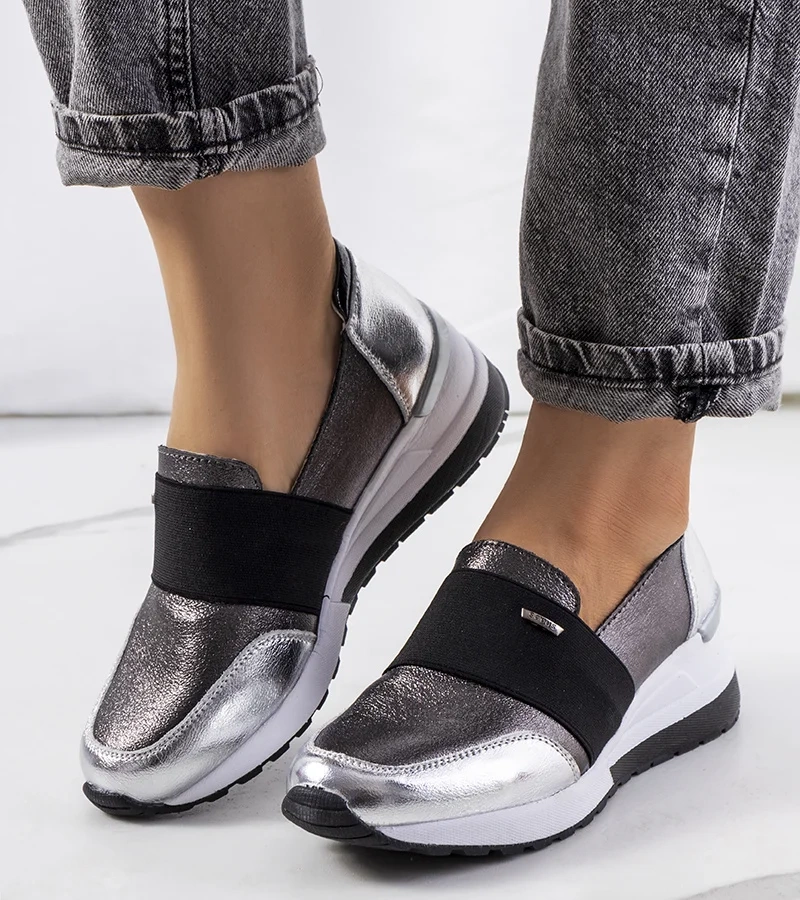 Ezüst bőr sneaker Campina