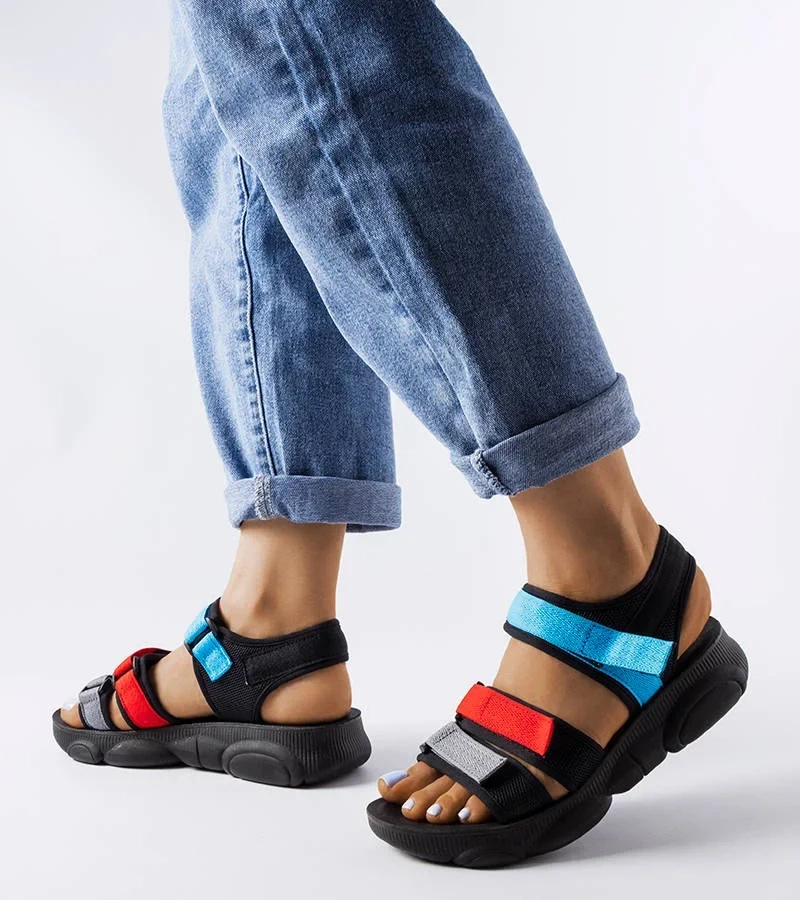 Fekete sport szandál tépőzárral Mireio