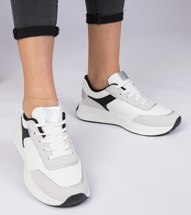 Markuta női fehér csillámos tornacipő