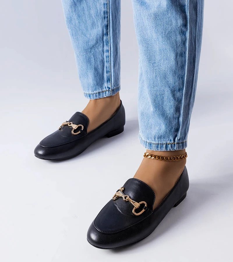 Fekete bőrcipő csattal Philip